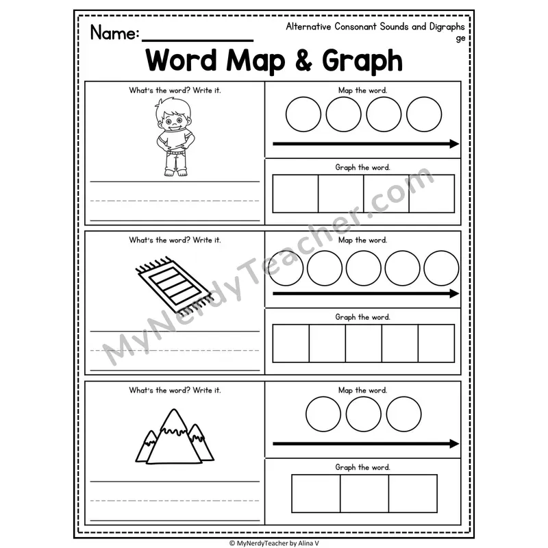 Alternative Consonant Sounds Word Map and Graph Worksheet