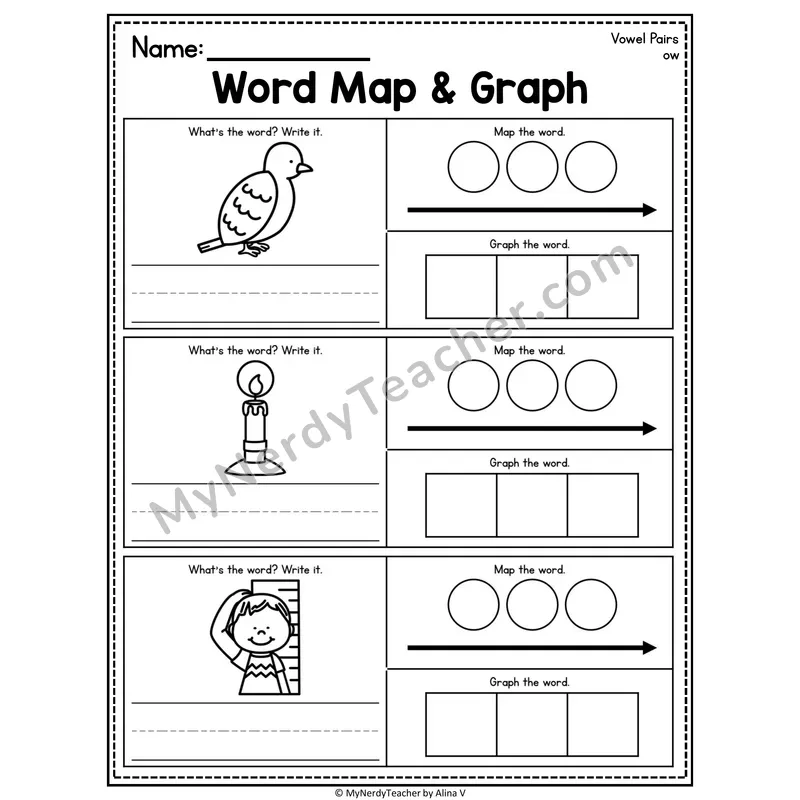 Vowel Teams Word Map and Graph Worksheet