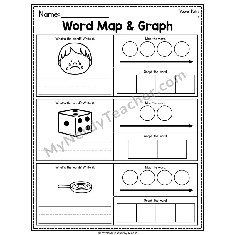 Vowel Teams Word Map and Graph Worksheet