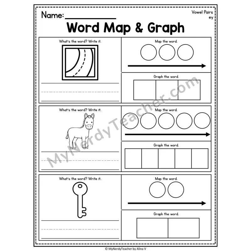 Vowel Teams Word Map and Graph Worksheet