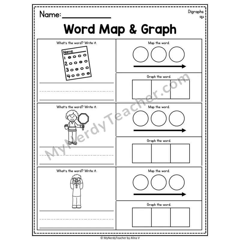 Digraphs Word Map and Graph Worksheet