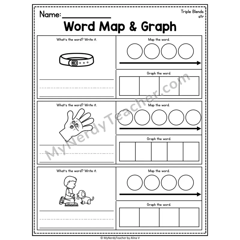 Consonant Blends Word Map and Graph Worksheet