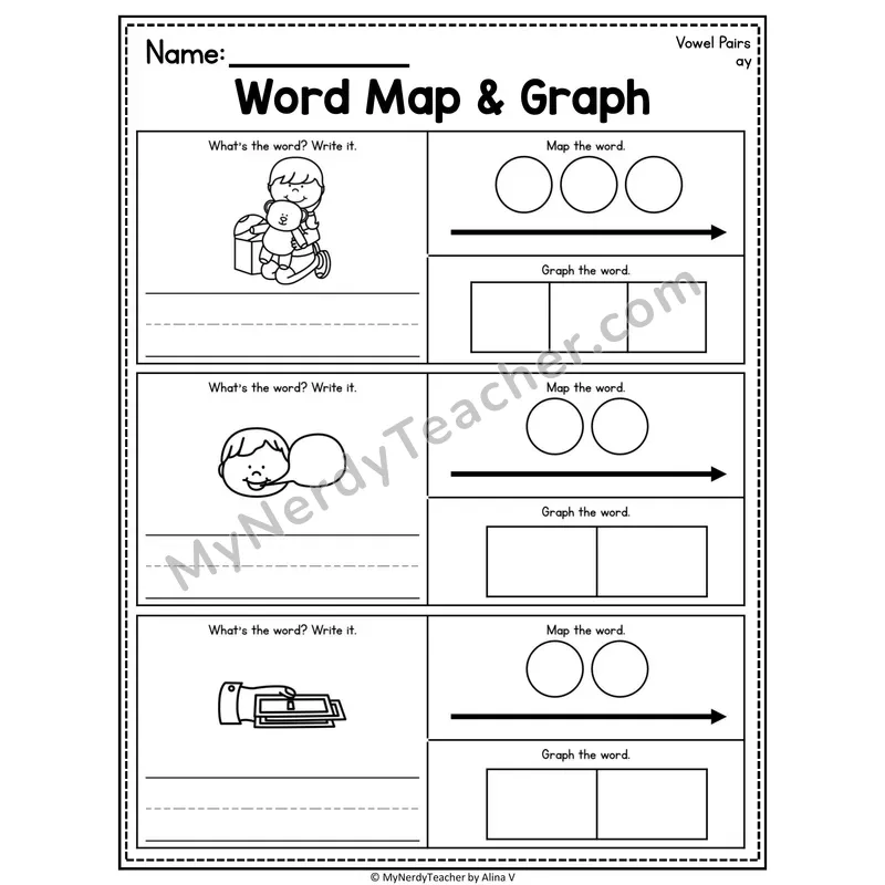 Vowel Teams Word Map and Graph Worksheet