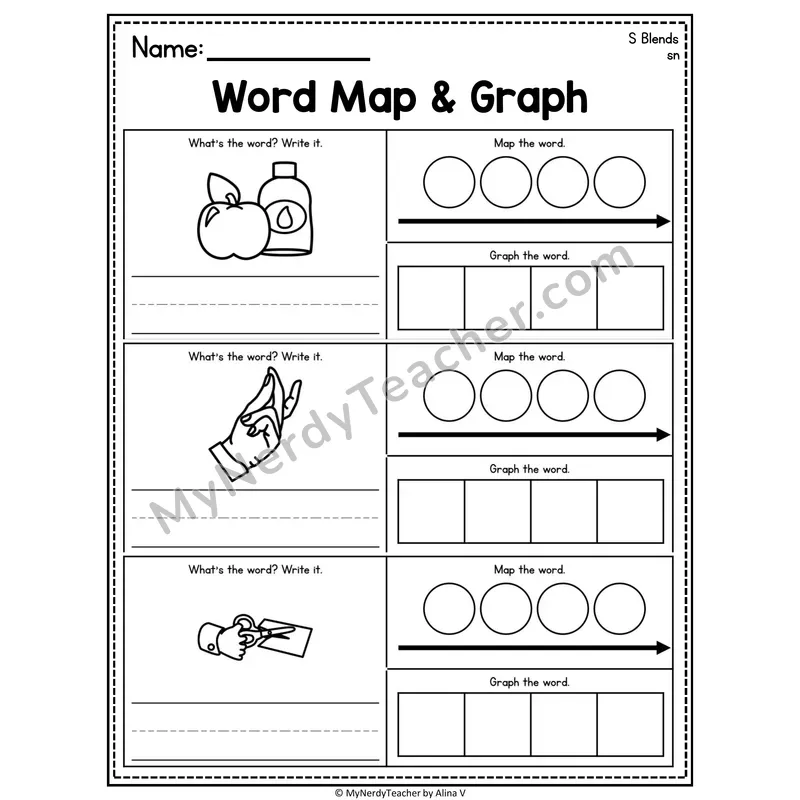 Consonant Blends Word Map and Graph Worksheet