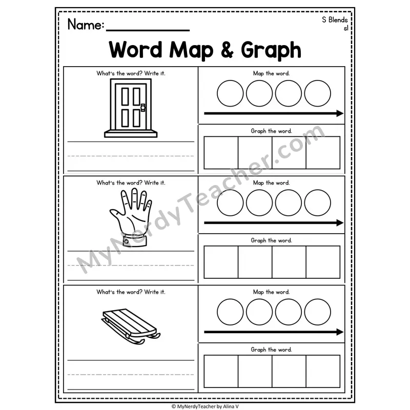 Consonant Blends Word Map and Graph Worksheet