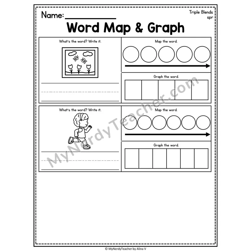 Consonant Blends Word Map and Graph Worksheet