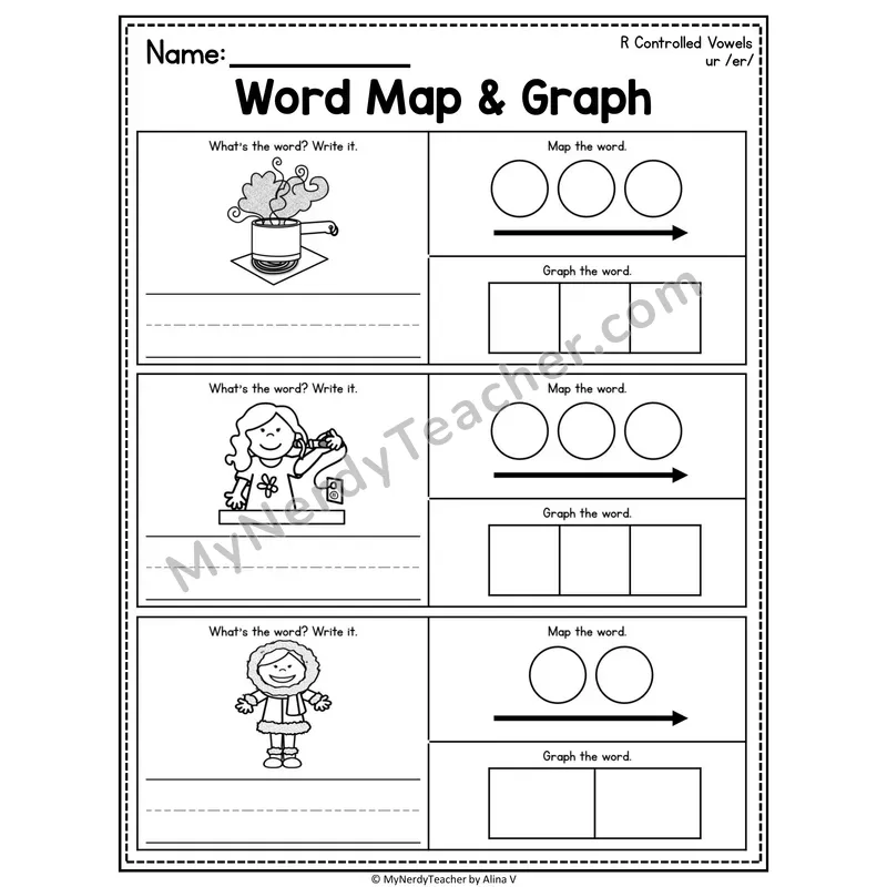 R-Controlled Vowels Word Map and Graph Worksheet