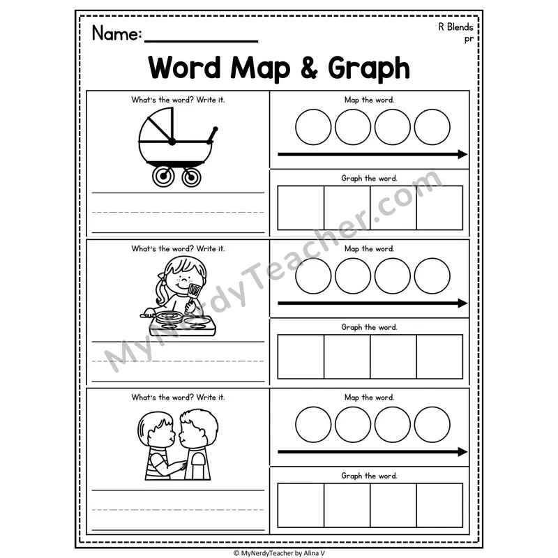 Consonant Blends Word Map and Graph Worksheet