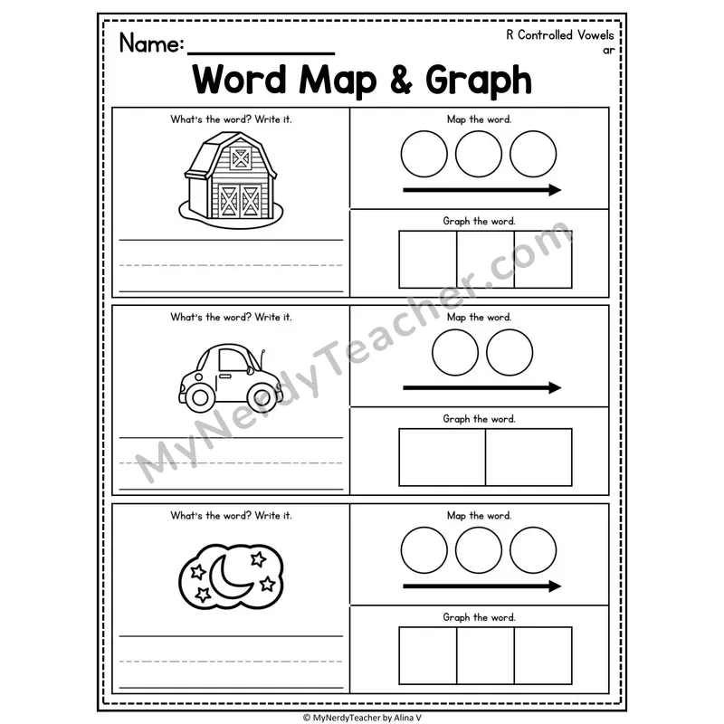 R-Controlled Vowels Word Map and Graph Worksheet