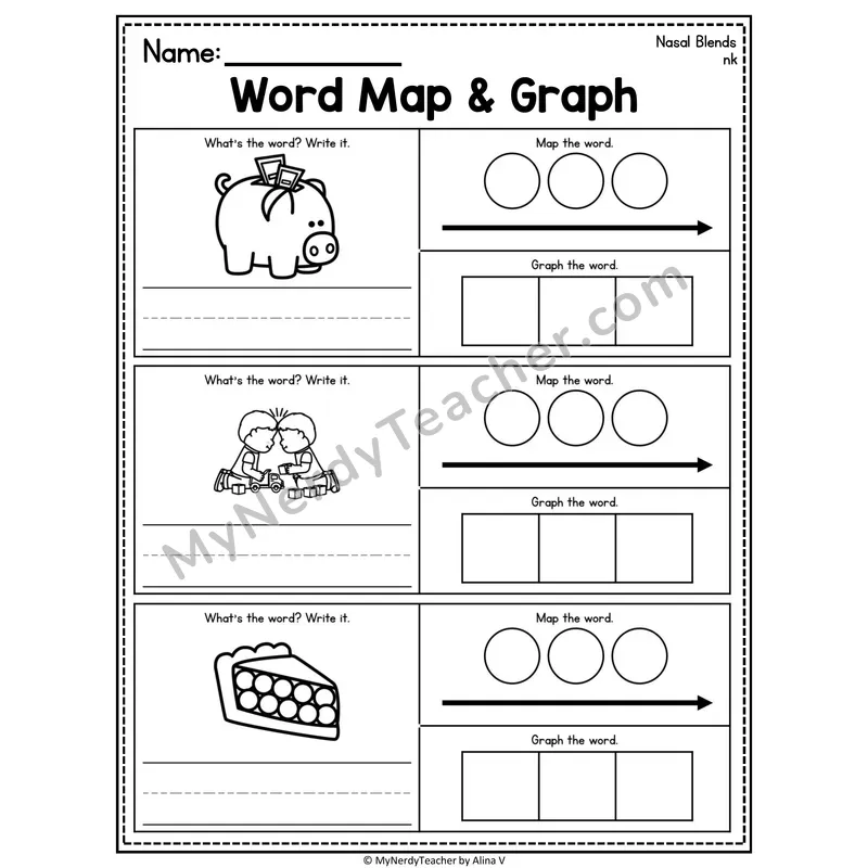 Nasal Blends Word Map and Graph Worksheet