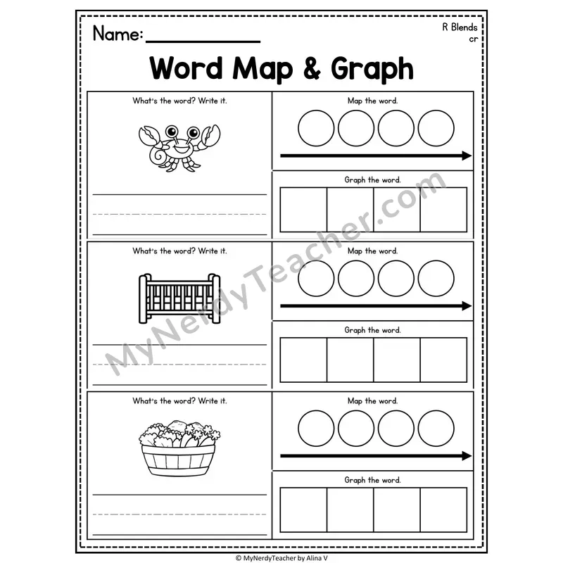 Consonant Blends Word Map and Graph Worksheet