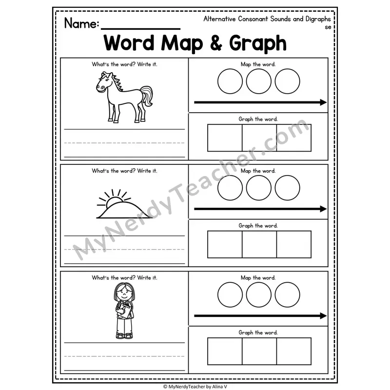 Alternative Consonant Sounds Word Map and Graph Worksheet