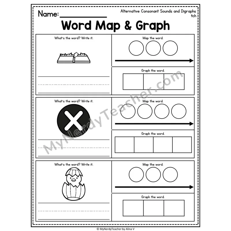 Alternative Consonant Sounds Word Map and Graph Worksheet