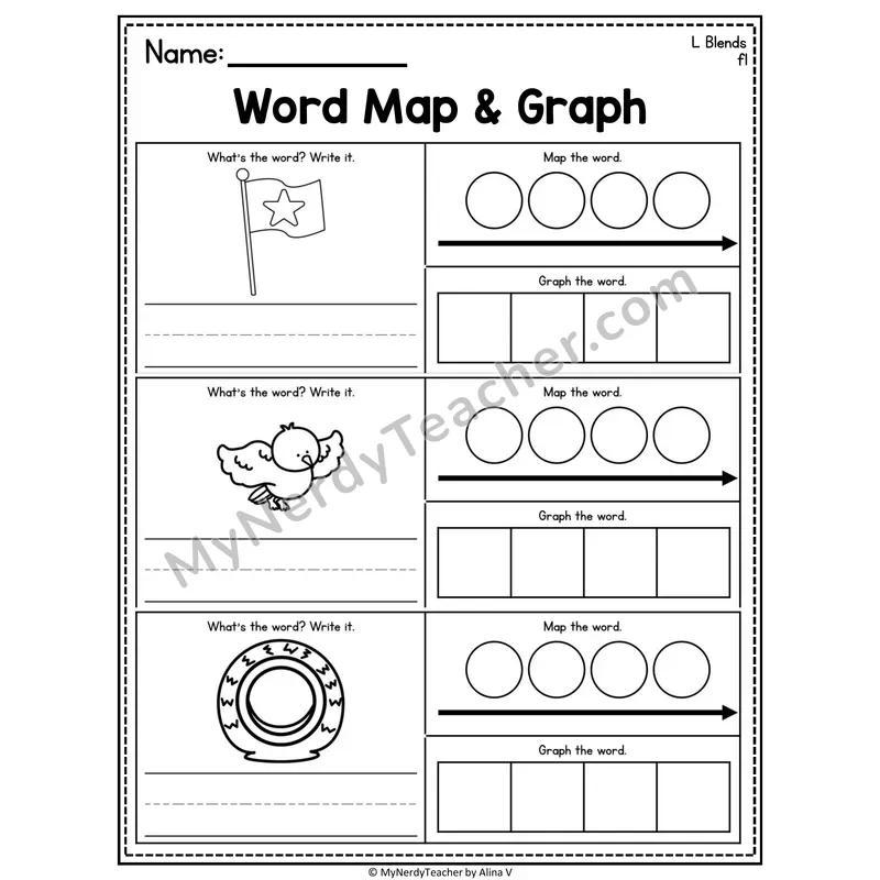 Consonant Blends Word Map and Graph Worksheet