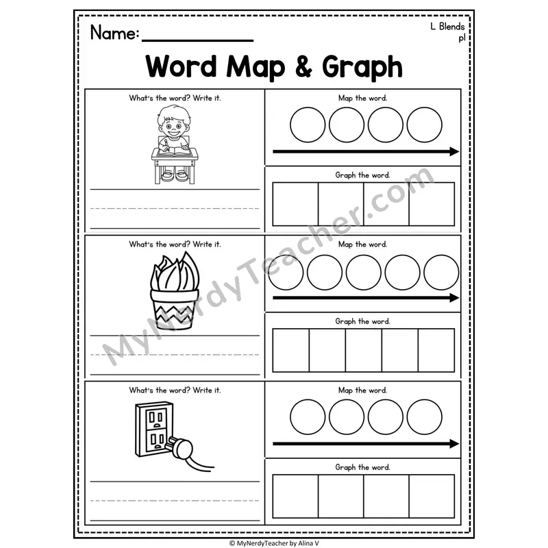 Consonant Blends Word Map and Graph Worksheet