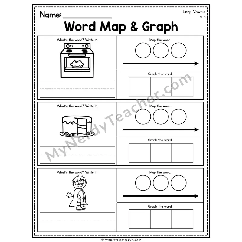 Long Vowels VCe Word Map and Graph Worksheet