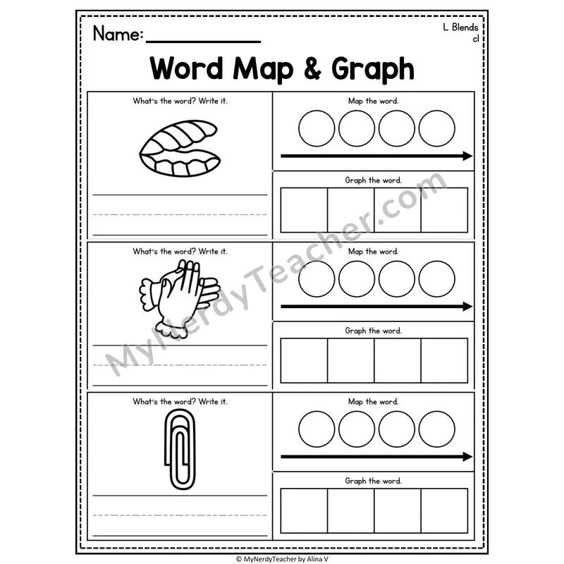 Consonant Blends Word Map and Graph Worksheet