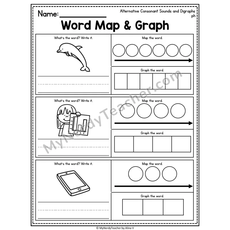 Alternative Consonant Sounds Word Map and Graph Worksheet