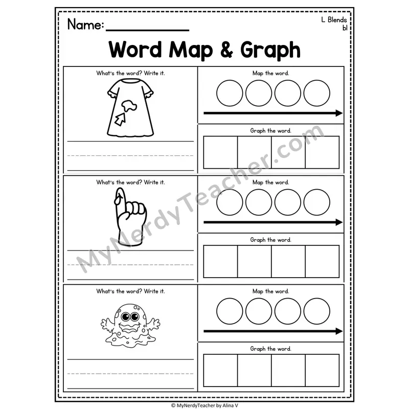 Consonant Blends Word Map and Graph Worksheet