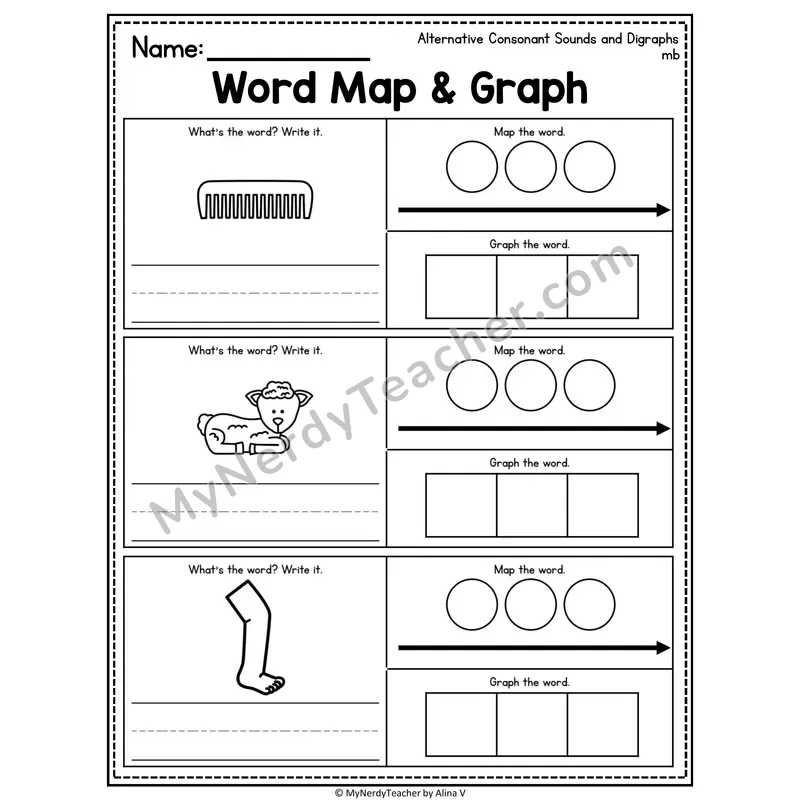 Silent Letters Word Map and Graph Worksheet