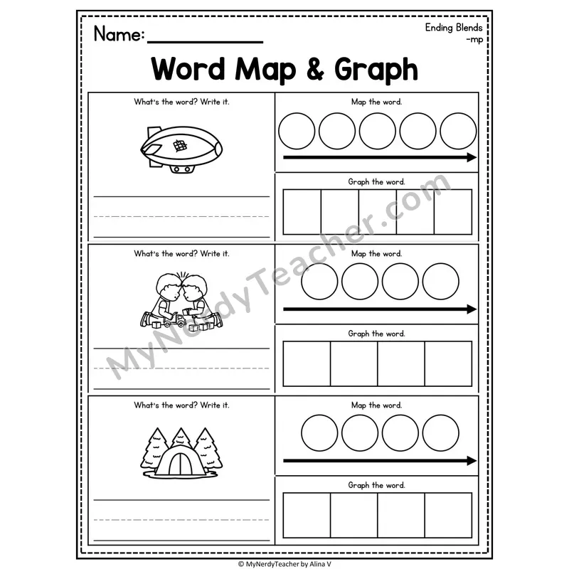 Consonant Blends Word Map and Graph Worksheet