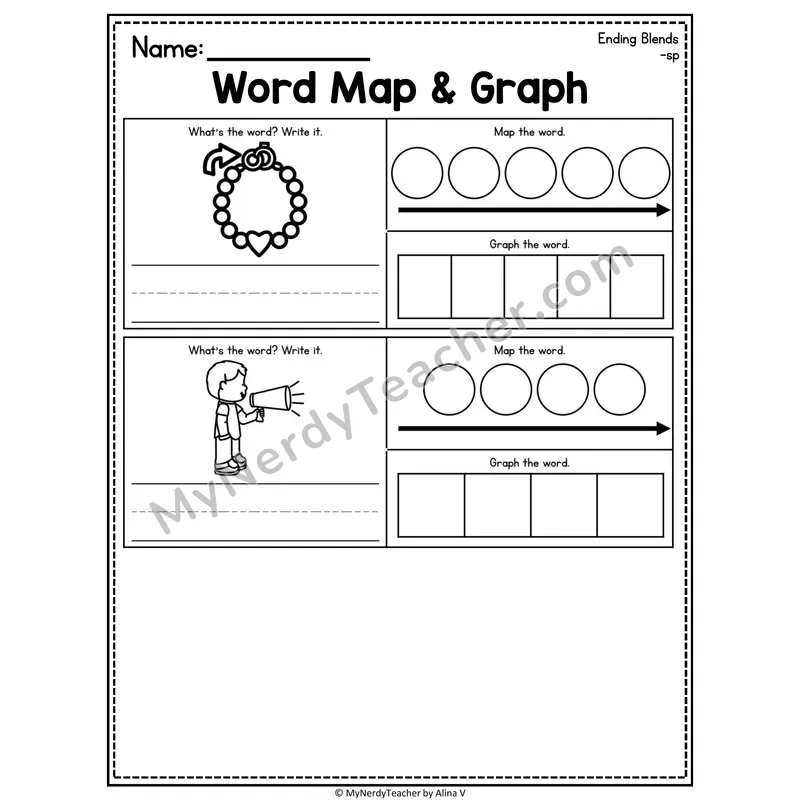 Consonant Blends Word Map and Graph Worksheet