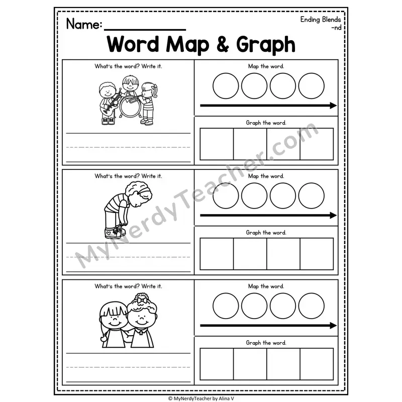 Consonant Blends Word Map and Graph Worksheet