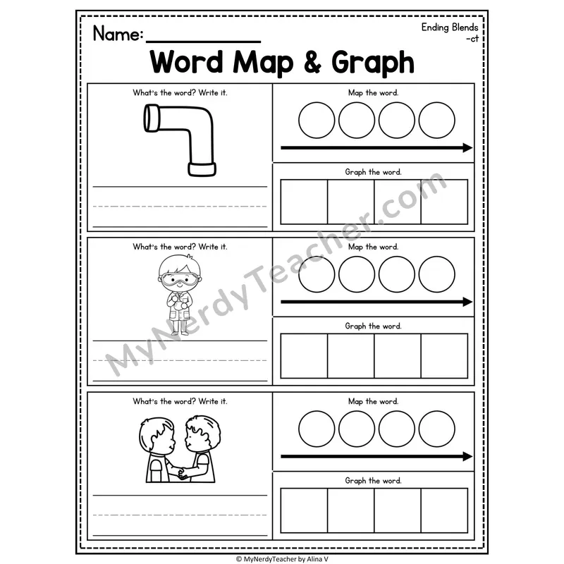 Consonant Blends Word Map and Graph Worksheet
