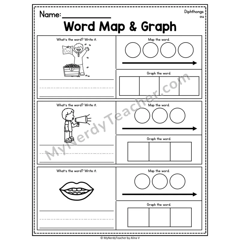Diphthongs Word Map and Graph Worksheet