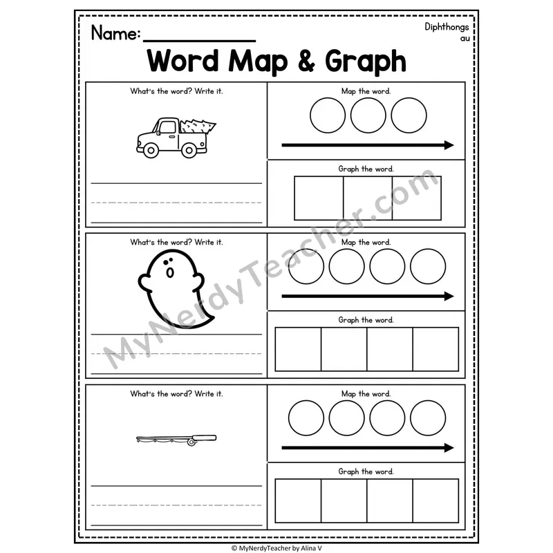 Diphthongs Word Map and Graph Worksheet