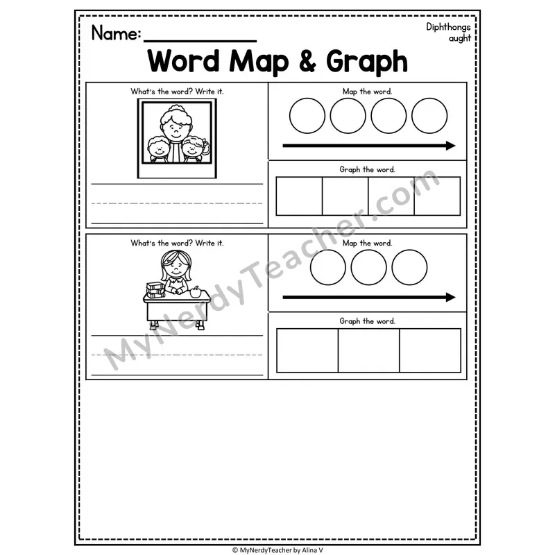 Diphthongs Word Map and Graph Worksheet