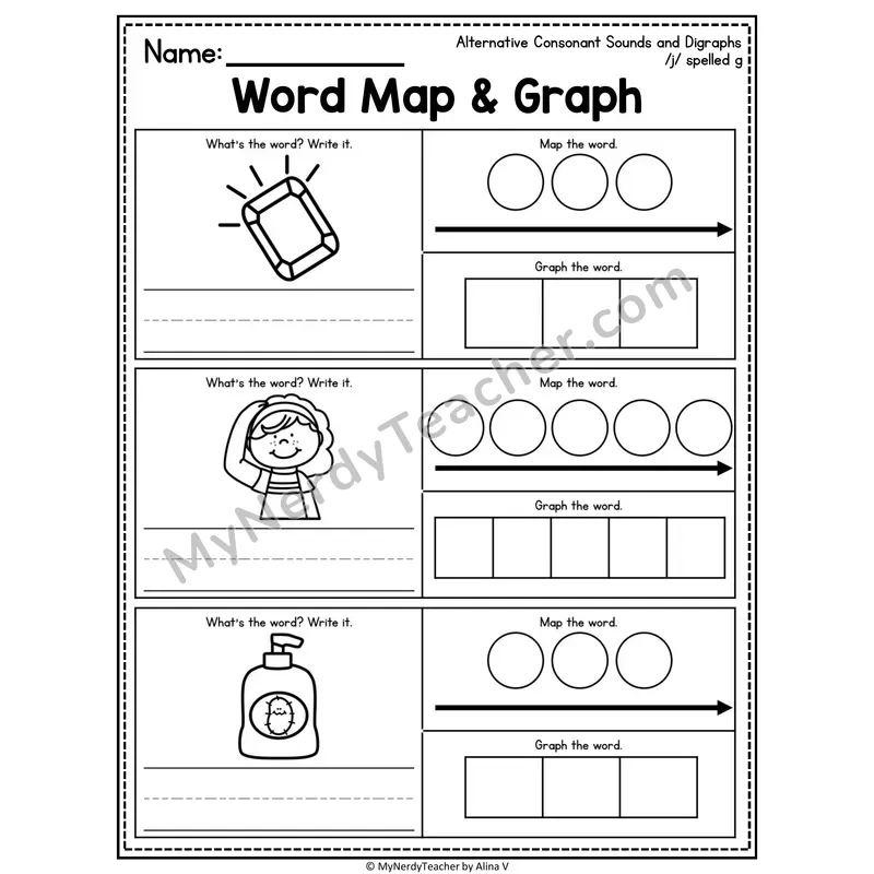 Alternative Consonant Sounds Word Map and Graph Worksheet