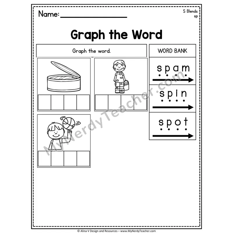 Consonant Blends Graph the Word Mat