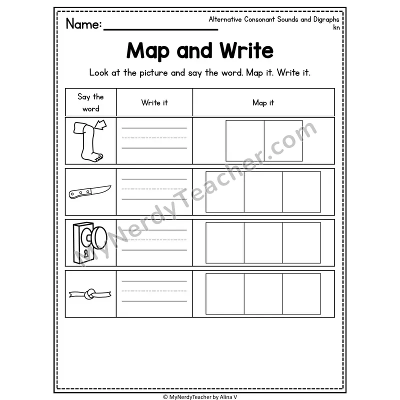 Alternative Consonant Sounds Say It Map It Write It Worksheet