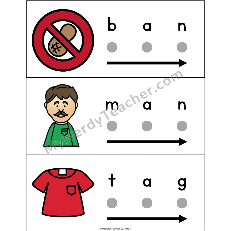 CVC Words Blending Cards