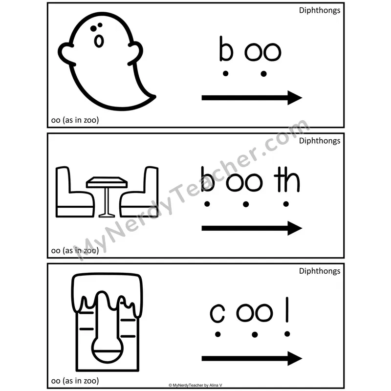 Diphthongs Blending Cards
