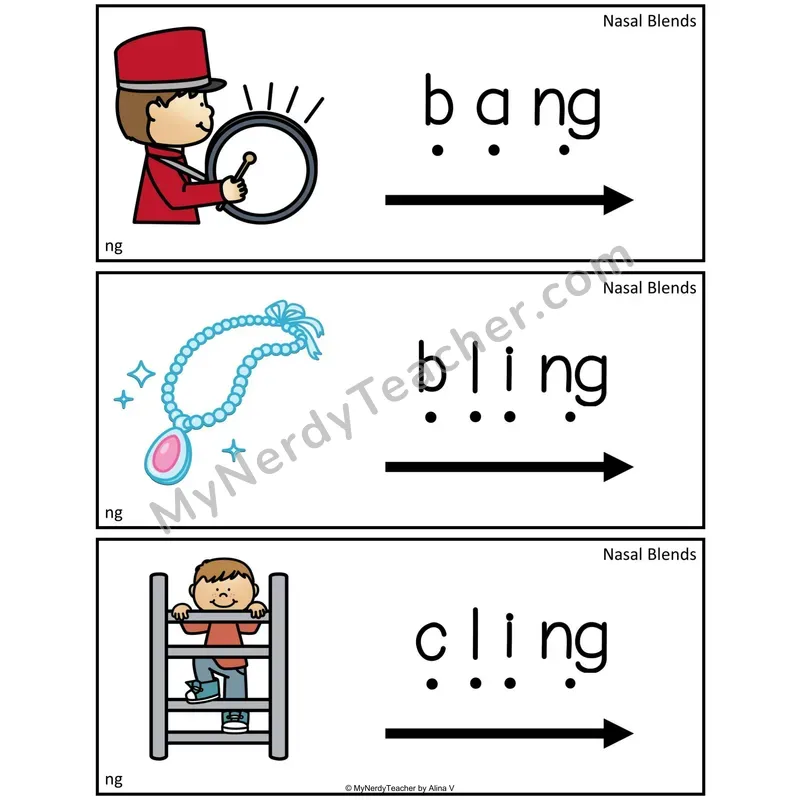 Nasal Blends Blending Cards