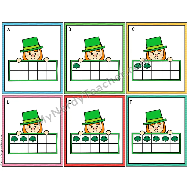 Counting to 20 Ten Frame Count the Room — St. Patrick’s Day Shamrock