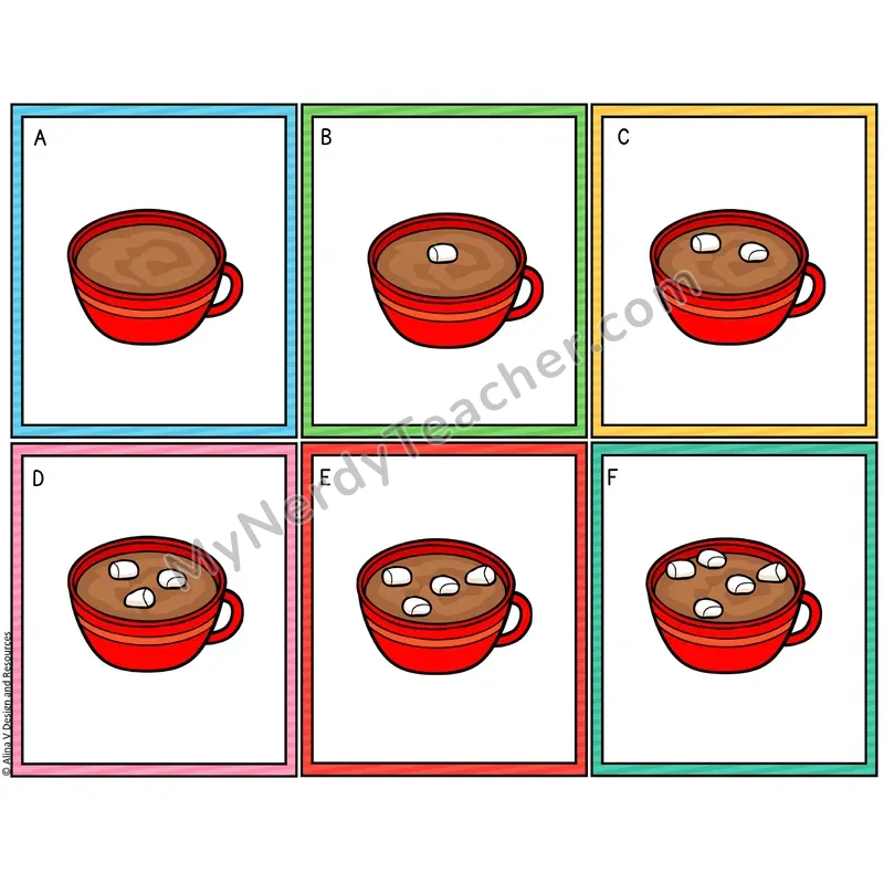 Counting to 20 Count the Room Cards — Winter Hot Chocolate Theme