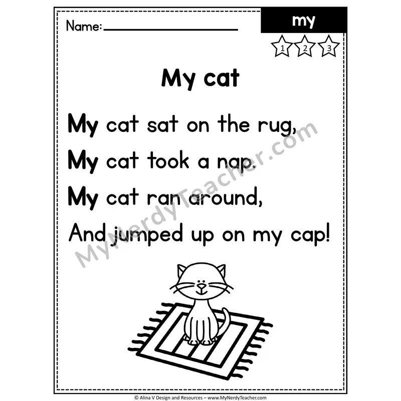 Pre-K Editable Sight Word Poem — My
