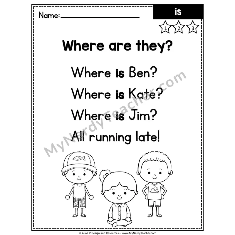 Pre-K Editable Sight Word Poem — Is