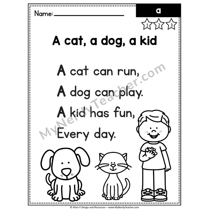 Pre-K Editable Sight Word Poem — A