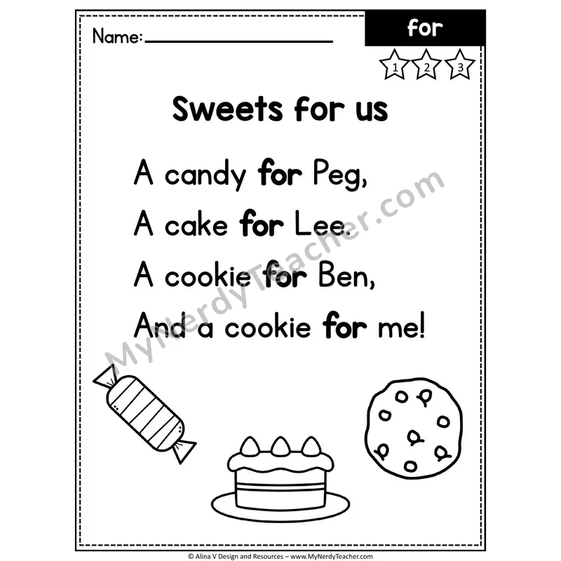 Pre-K Editable Sight Word Poem — For