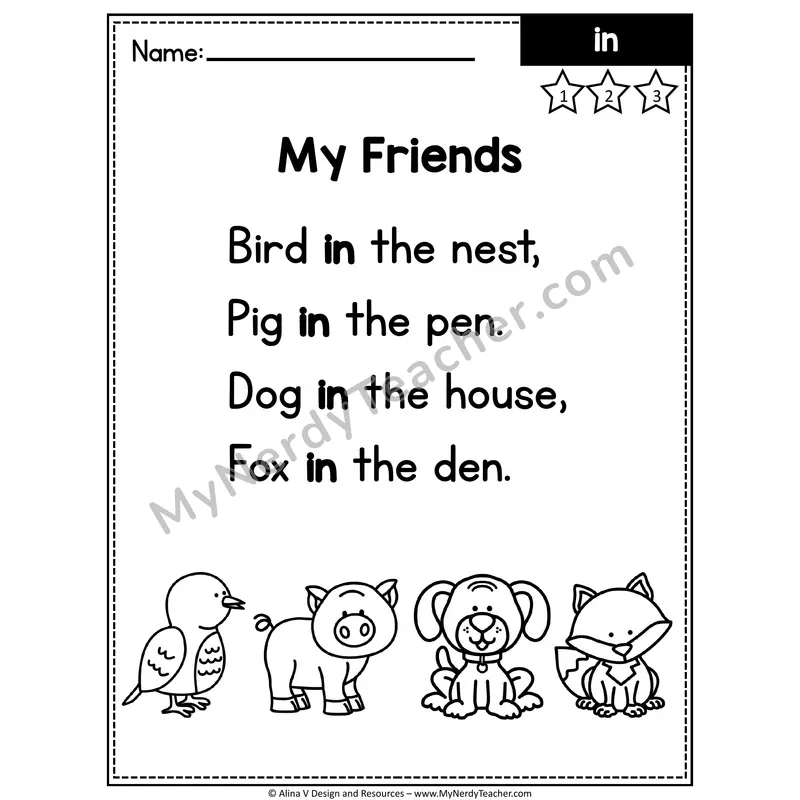 Pre-K Editable Sight Word Poem — In