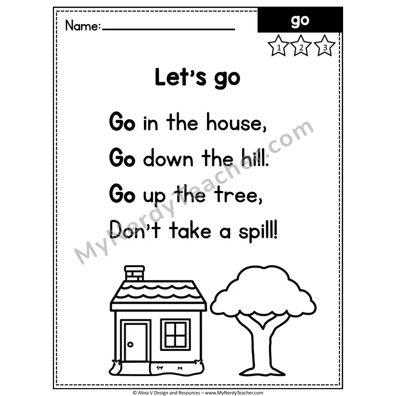 Pre-K Editable Sight Word Poem — Go