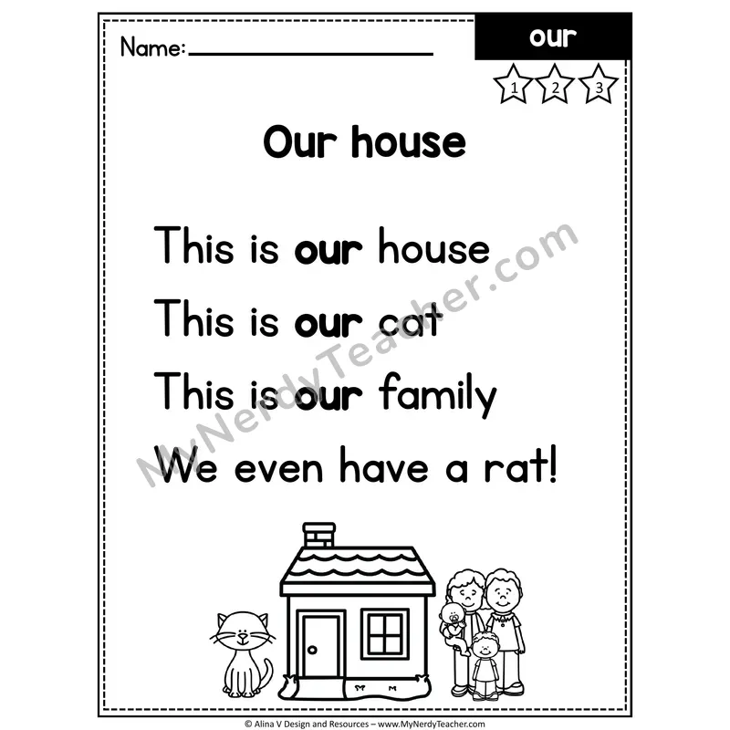 Kindergarten Editable Sight Word Poem — Our