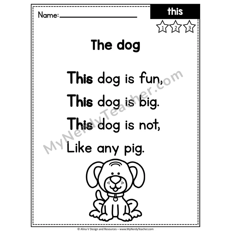 Kindergarten Editable Sight Word Poem — This
