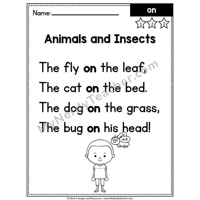 Kindergarten Editable Sight Word Poem — On