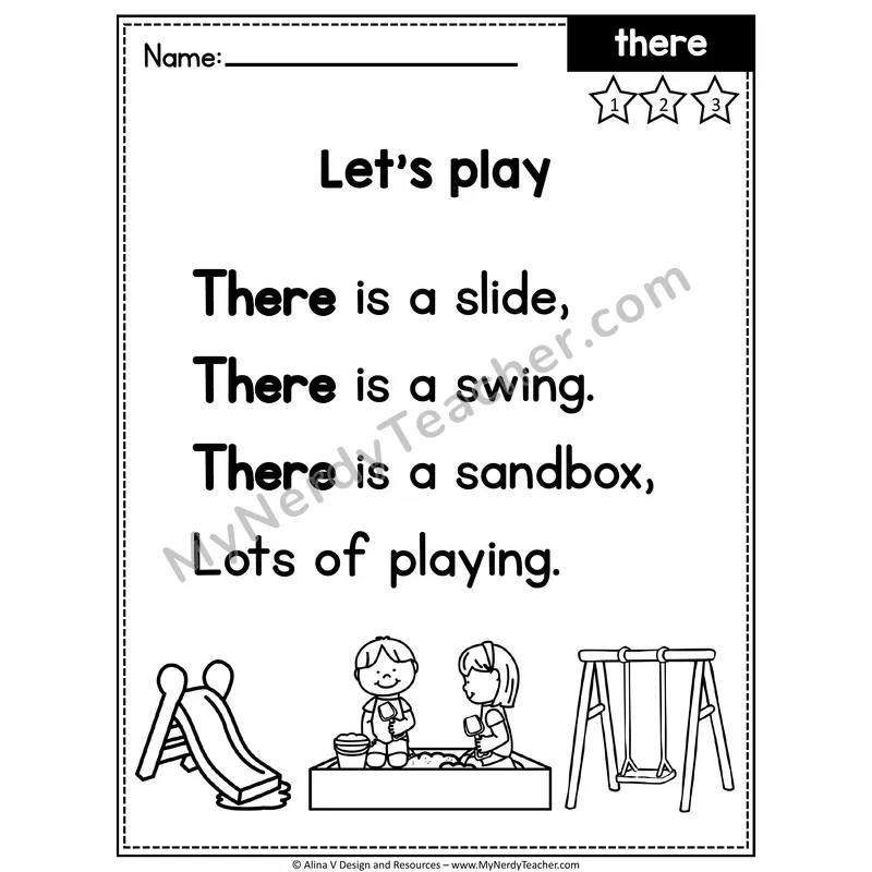 Kindergarten Editable Sight Word Poem — There
