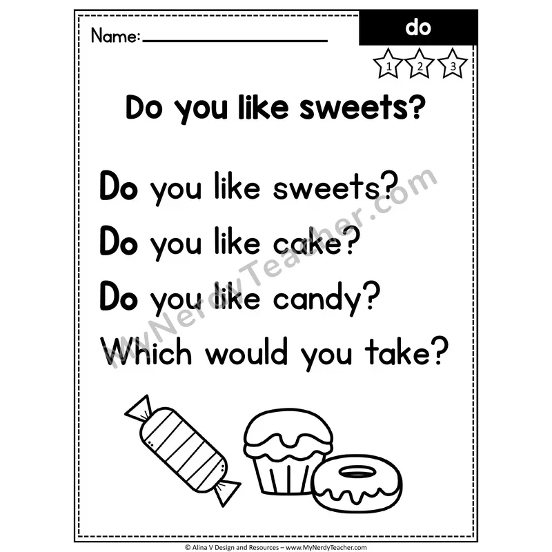 Kindergarten Editable Sight Word Poem — Do